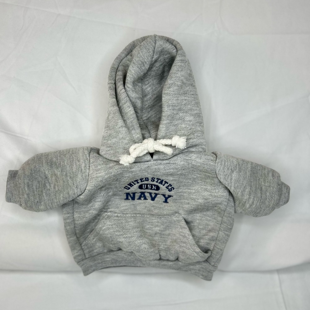 Doll Hoodie Gray with Navy Logo‎ long Sleeves